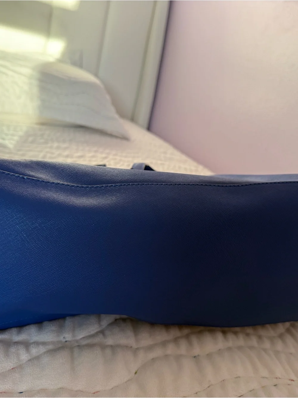 Michael Kors Royal Blue Saffiano Leather Tote with MK Charm - Picture 3 of 6
